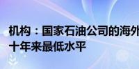 机构：国家石油公司的海外并购支出骤减至二十年来最低水平