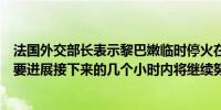 法国外交部长表示黎巴嫩临时停火在过去几个小时取得了重要进展接下来的几个小时内将继续努力