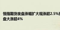 恒指期货夜盘涨幅扩大现涨超2.5%报20648点；恒指今日收盘大涨超4%