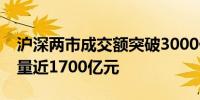 沪深两市成交额突破3000亿元较昨日此时缩量近1700亿元