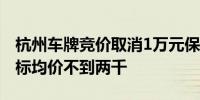 杭州车牌竞价取消1万元保留价后首拍个人指标均价不到两千