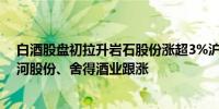 白酒股盘初拉升岩石股份涨超3%沪州老窖、金种子酒、洋河股份、舍得酒业跟涨