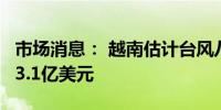 市场消息： 越南估计台风八木造成的损失为33.1亿美元