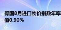 德国8月进口物价指数年率 0.2%预期0.3%前值0.90%