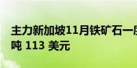 主力新加坡11月铁矿石一度大涨 10.6%至每吨 113 美元