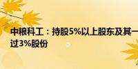 中粮科工：持股5%以上股东及其一致行动人计划减持不超过3%股份