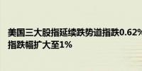 美国三大股指延续跌势道指跌0.62%标普500指数跌0.7%纳指跌幅扩大至1%