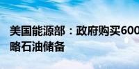 美国能源部：政府购买600万桶石油以补充战略石油储备