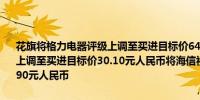 花旗将格力电器评级上调至买进目标价64.50元人民币将老板电器评级上调至买进目标价30.10元人民币将海信视像评级上调至中性目标价23.90元人民币