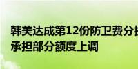 韩美达成第12份防卫费分担协议2026年韩方承担部分额度上调