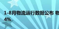 1-8月物流运行数据公布 物流总额同比增长5.4%