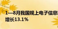 1—8月我国规上电子信息制造业增加值同比增长13.1%