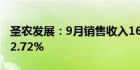 圣农发展：9月销售收入16.21亿元 同比增长2.72%