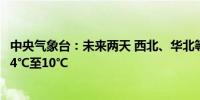 中央气象台：未来两天 西北、华北等地部分地区气温将下降4℃至10℃