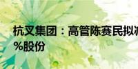 杭叉集团：高管陈赛民拟减持不超过0.0763%股份