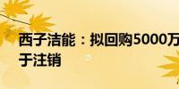 西子洁能：拟回购5000万元至1亿元股份用于注销