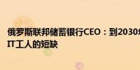 俄罗斯联邦储蓄银行CEO：到2030年俄罗斯将面临约100万IT工人的短缺