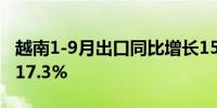 越南1-9月出口同比增长15.4%进口同比增长17.3%