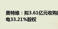 奥特维：拟3.61亿元收购控股子公司松瓷机电33.21%股权