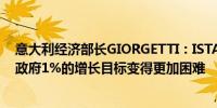 意大利经济部长GIORGETTI：ISTAT的修订使2024年实现政府1%的增长目标变得更加困难