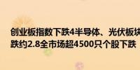 创业板指数下跌4半导体、光伏板块跌幅居前深证成指日内跌约2.8全市场超4500只个股下跌