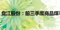 盘江股份：前三季度商品煤毛利下降50.57%