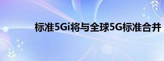 标准5Gi将与全球5G标准合并