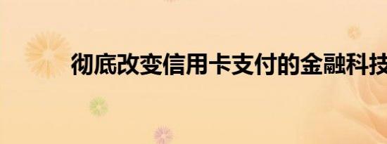 彻底改变信用卡支付的金融科技