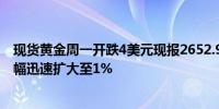 现货黄金周一开跌4美元现报2652.99美元/盎司现货白银跌幅迅速扩大至1%