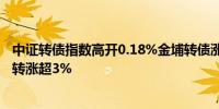 中证转债指数高开0.18%金埔转债涨超4%宇瞳转债、Z苏租转涨超3%