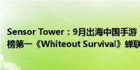 Sensor Tower：9月出海中国手游《崩坏：星穹铁道》增长榜第一《Whiteout Survival》蝉联收入冠军