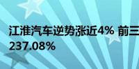 江淮汽车逆势涨近4% 前三季度净利同比预增237.08%