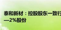 泰和新材：控股股东一致行动人拟增持1.19%—2%股份