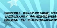 韩国副财政部长：被纳入世界政府债券指数（WGBI）后韩国财政市场将迎来包括日本在内的资金流入预计2025年增加的国债发行可能会部分抵消对韩国债务需求上升的影响韩国已准备好“充足”的市场稳定措施以防波动加剧