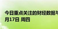 今日重点关注的财经数据与事件：2024年10月17日 周四