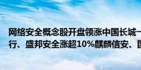 网络安全概念股开盘领涨中国长城一字涨停安控科技、任子行、盛邦安全涨超10%麒麟信安、国华网安等纷纷高开