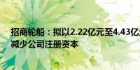 招商轮船：拟以2.22亿元至4.43亿元回购股份 予以注销并减少公司注册资本