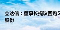 立达信：董事长提议回购500万元-1000万元股份