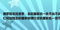 俄罗斯总统普京：金砖国家统一货币尚不成熟我们应当逐步采取行动我们将加强金砖国家新银行金砖国家统一货币需要高度的整合