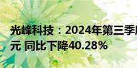 光峰科技：2024年第三季度净利润3203.7万元 同比下降40.28%