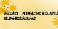 东安动力：9月新市场项目立项同比增180% 在飞行器、新能源等领域实现突破