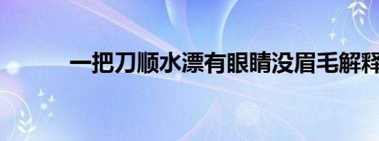 一把刀顺水漂有眼睛没眉毛解释