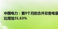 中国电力：首9个月的合并总售电量为9847.02万兆瓦时 同比增加31.63%