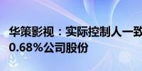 华策影视：实际控制人一致行动人拟减持不超0.68%公司股份