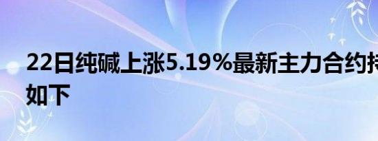 22日纯碱上涨5.19%最新主力合约持仓变化如下