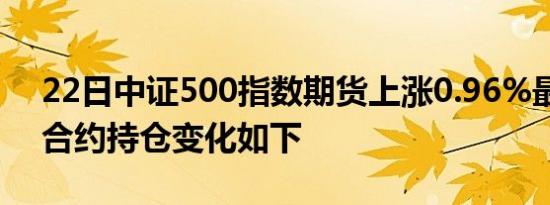 22日中证500指数期货上涨0.96%最新主力合约持仓变化如下