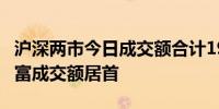 沪深两市今日成交额合计19268.6亿元东方财富成交额居首