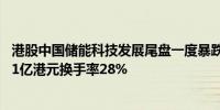 港股中国储能科技发展尾盘一度暴跌88%现跌77%成交额超1亿港元换手率28%