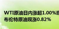 WTI原油日内涨超1.00%现报71.64美元/桶；布伦特原油现涨0.82%