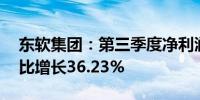 东软集团：第三季度净利润5407.95万元 同比增长36.23%